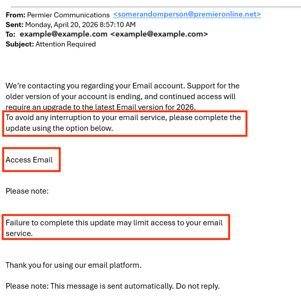 How to Spot Email Scam Example 1 first sign 2