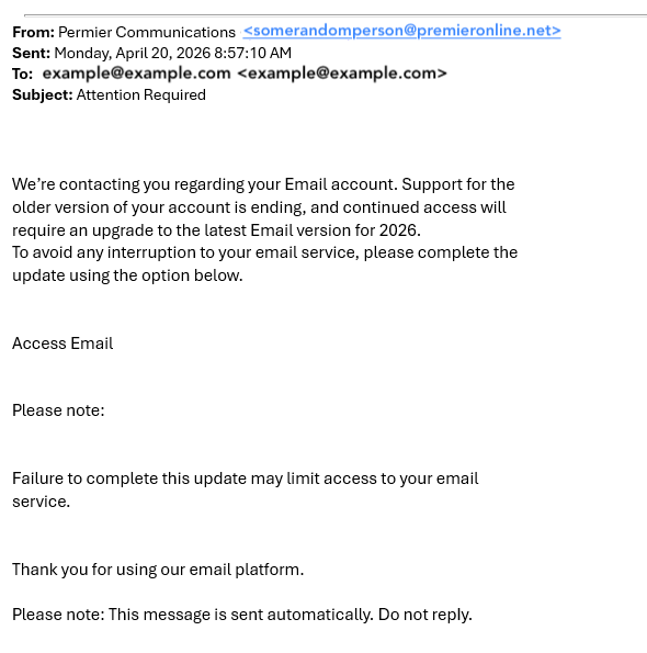 How to Spot Email Scam Example 1