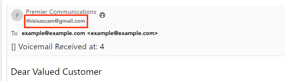 How to Spot Email Scam Example 2 3rd sign