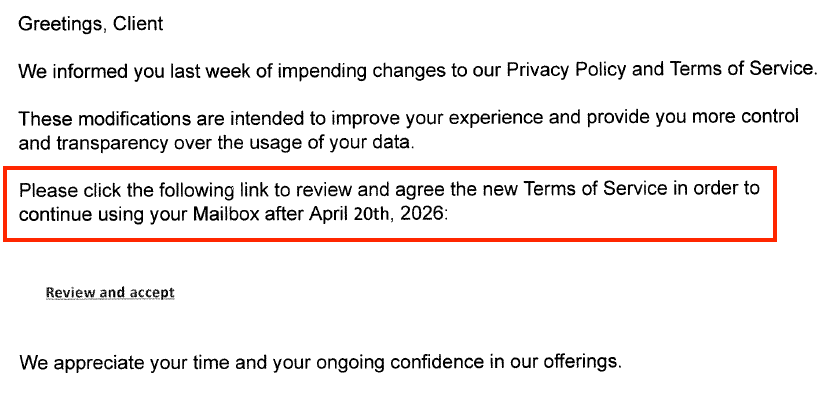 How to Spot Email Scam Example 3 2nd sign