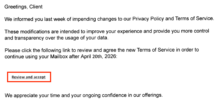 How to Spot Email Scam Example 3 4th sign